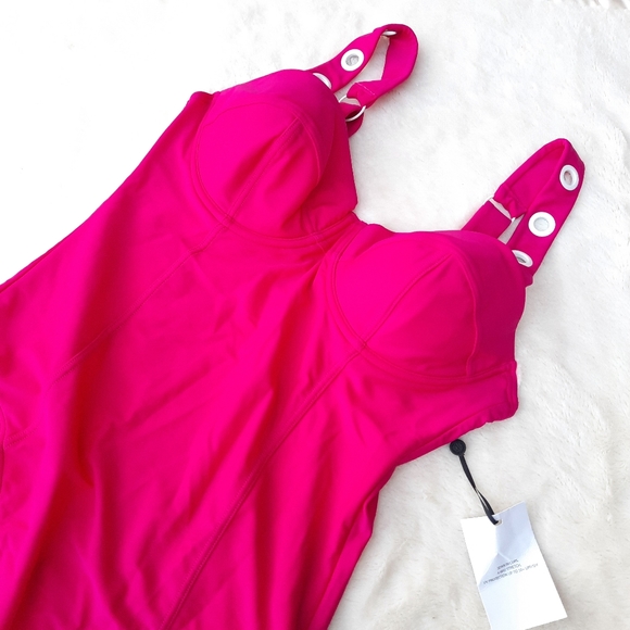 DKNY Corset Top One Piece Swimsuit 10 PinkNEW Underwire Bra Summer